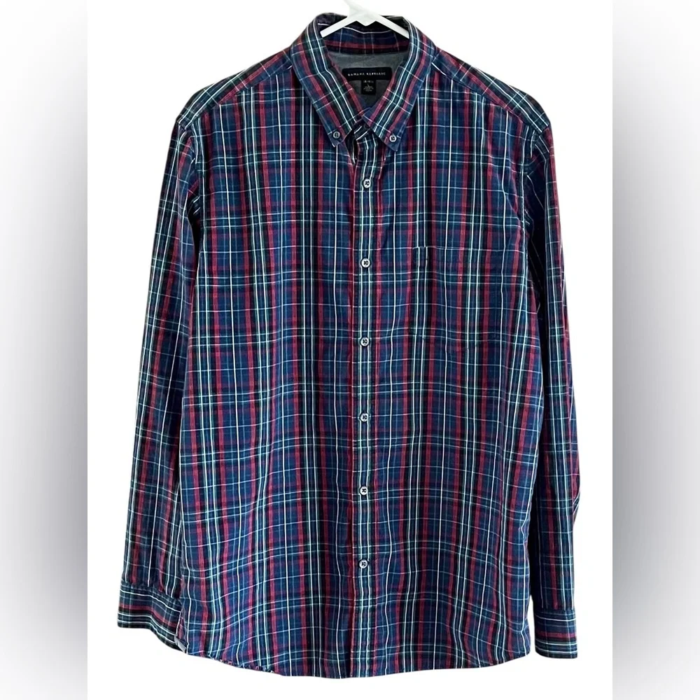 Mens' Banana Republic Blue and Red Plaid Shirt